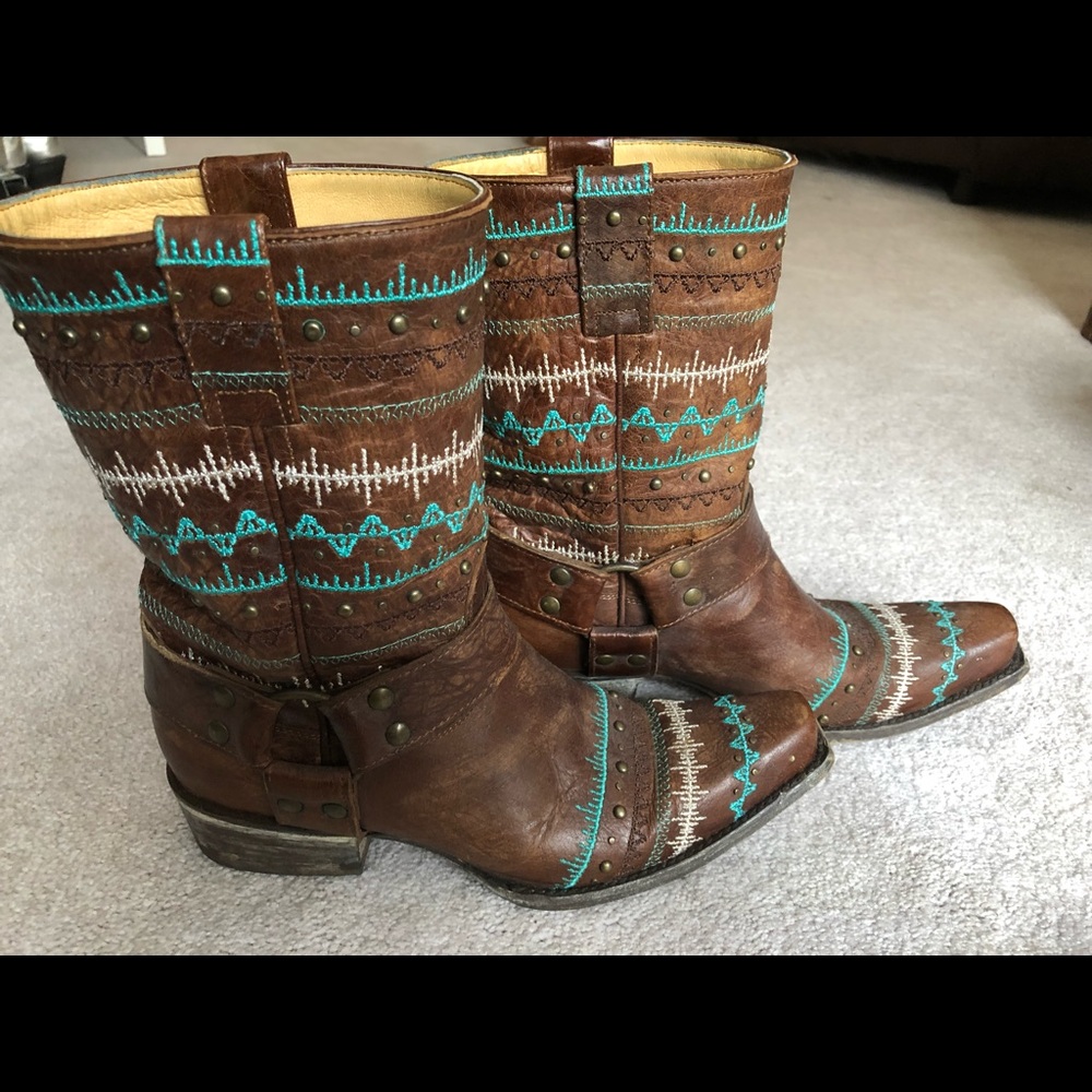 Extremely unique rustic southwestern mid-calf boot by Old Gringo via Sundance.